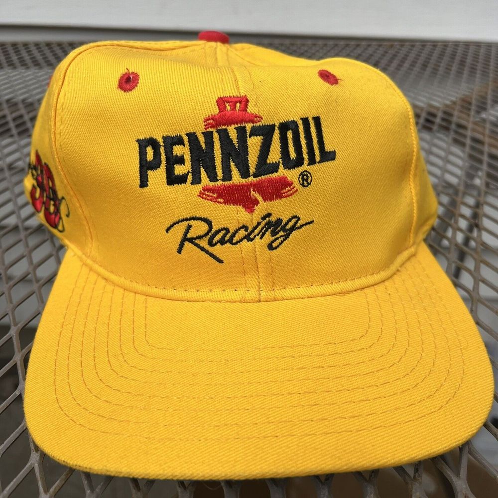 Vtg Pennzoil‎ Racing Michael Waltrip #30 Snapback Hat Checkered Flag Sports 90s